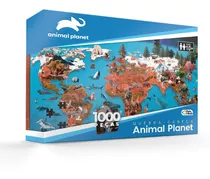 Quebra Cabeça 1000pçs Natureza Oceano Mapa Planeta Animal