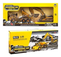 Set Huina 1611 Camión + Excavadora Metálicos Escala 1:50 