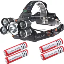 Lanterna Cabeça C/ 5 Led Cree T6 Profissional + 4 Batery