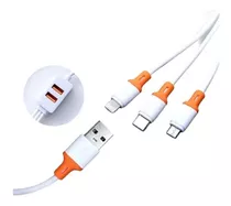 Cable 5 En 1  Micro Usb / Tipo C / Lighting + 2usb 1,2m  