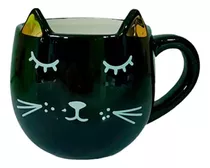 Tazón Mug Gato Orejas Doradas Taza 3d Bigotes 400ml