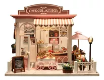  Miniatura Dollhouse Realista Mini 3d Chocolateria Madeira