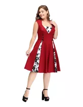 Vestido Vintage Pin Up, Burdeo Negro Años 50 Va 270