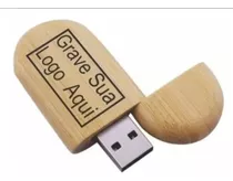 Chaveiro Pendrive Madeira 8gb Personalizado A Laser