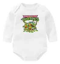 Body Bebe Personalizado Manga Larga Logo Tortugas Ninja