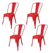 Set X4 Sillas Tolix - Desillas Cantidad De Sillas Por Set 4 Color De La Estructura De La Silla Rojo