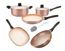 Set 7pz Olla Cacerola Sarten Wok Bifera 2mm Hudson