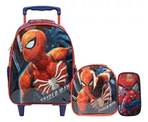 Kit Mochila Escolar Spider Man Homem Aranha Rodinhas G