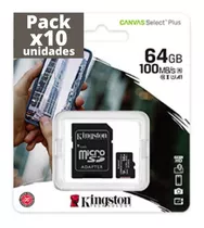 Pack X10 Memorias Micro Sd 64 Gb Kingston Clase 10 Mayorista