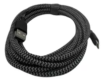 Cable Tipo C Carga Rapida 3 Metros Reforzado Color Negro/plomo