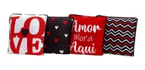 Kit 4 Almofadas Cheias Decorativas Amor Mora Aqui 45 X 45cm