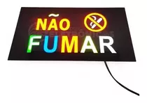 Placa Aviso Não Fumar Letreiro  Painel Luminária Led Ds3476