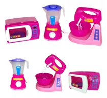  Kit Cozinha Mini Chefs Liquidificador Micro-ondas Batedeira