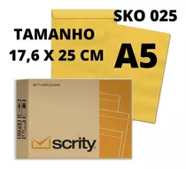 Envelope Saco Kraft Ouro Sko 025 A5 - 17 X 25 Cm - 100 Un Amarelo