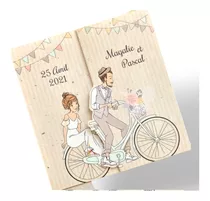 1 Tarjetas Matrimonio Novios En Bicicleta  Por Unidad