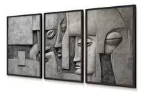 Quadros Decorativos Trio Quarto Escultura Gesso 60x90 Vidro