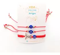 Set, Pulsera Ojo Turco Azul, Para La Protección Color Rojo