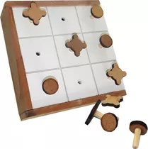 Brinquedo Educativo Jogo Da Velha Adaptado Estojo Em Mdf