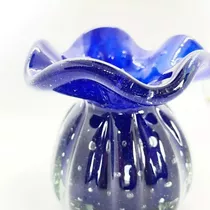 Vaso Trouxinha De Cristal Para Decoração Flores Azul Royal