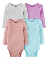 Carters Original Set Pack 4 Bodys Manga Larga Corazones