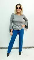 Sweater Lanilla Gris Melange Marca Inversa T44 Manga Campana