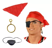 Disfraz Set Pirata Corsario Fiesta Paliacate Arracada Parche