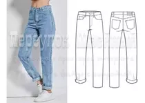 Patrón Molde Mujer Jeans Cintura Alta Emberly