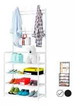 Zapatera Perchero Multi Organizador 4 Niveles Montable Rack Color Blanco