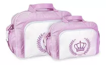 Kit 2 Bolsas Maternidade Mave Baby Coroa Lisa Rosa Atacado Cor Rosa Desenho Do Tecido Coroa