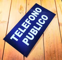 Cartel De Chapa Réplica Telefono Público Apto Exterior