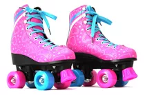 Patins Profissional Infantil 4 Rodas Roller 34 40 Luna Rosa