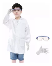 Bata De Laboratorio Larga Guantes Lentes Niña Niño Escolar