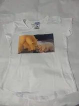 Remera Blanca Con Estampa De Animal Oso Polar 