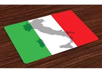 Lunarable Italian Flag Place Mats Set Of 4 Map View Of Italy