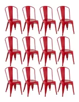 12 Cadeiras Iron Tolix Aço Metal  Industrial Vintage Cores Cor Da Estrutura Da Cadeira Vermelho