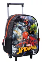 Spiderman Mochila Con Carro Jardin 12 PuLG Comic Marvel Edu Color Negro 38210 Diseño De La Tela Estampado