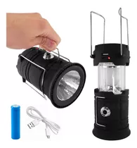 Etheos Fu-l3 Farol Linterna Led Recargable Solar Usb Luz Día Fría Color Negro