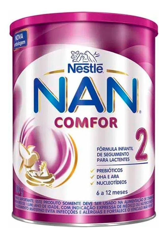 Leche de fórmula en polvo sin TACC Nestlé Nan Comfor 2 en lata de 1 de 800g - 6  a 12 meses