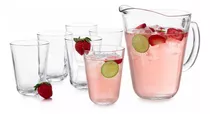 Set 6 Vasos 390 Ml + Jarra Vidrio Calypso Cocina Beber Crisa Color Cristal