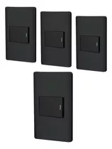 Kit De 4 Placas Con 1 Apagador De 3 Vias Color Negro