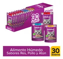 Pack Alimento Húmedo Gato Whiskas Atún/carne/pollo 30 Sobres