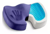 Cojín Ergonómico Ortopédico De Gel Para Asiento De Oficina Color Azul Diseño De La Tela Rayado