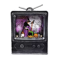 Halloween Lighted Vintage Television Decoration Spinnin...