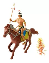 Kit Apache Com 1 Indio 1 Cavalos + Arvore  - O Velho Oeste 