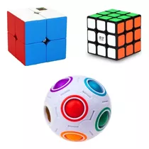 Kit Cubo Mágico 2x2x2 Moyu + 3x3x3 Mf3rs + Puzzle Ball 
