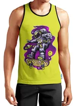 Regata Masculina Camiseta Astronauta Skate Galaxia Neon