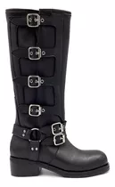 Bota Mujer Biker Moda Glam 100 % Cuero Art: 3956 De Tallon 