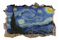 Vinilos Efecto 3d La Noche Estrellada Van Gogh - 1mx60cm