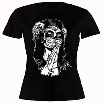 Remera Mujer Mexicana Dia De Los Muertos Calavera Novia