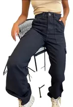 Pantalón Jeans Mujer Wide Leg Cargo Bolsillos 34 Al 46 